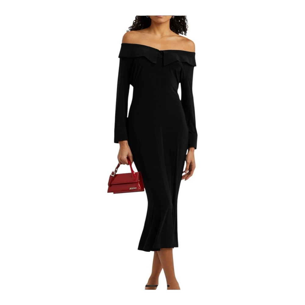 Norma Kamali Off-The-Shoulder Blackjersey Dress Size Small